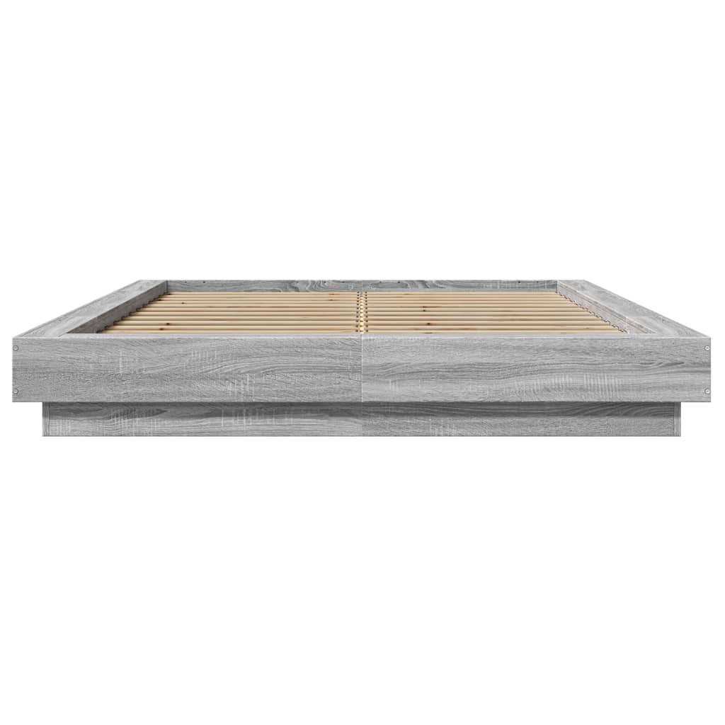 vidaXL Bedframe bewerkt hout grijs sonoma eikenkleurig 120x190 cm, foto 4
