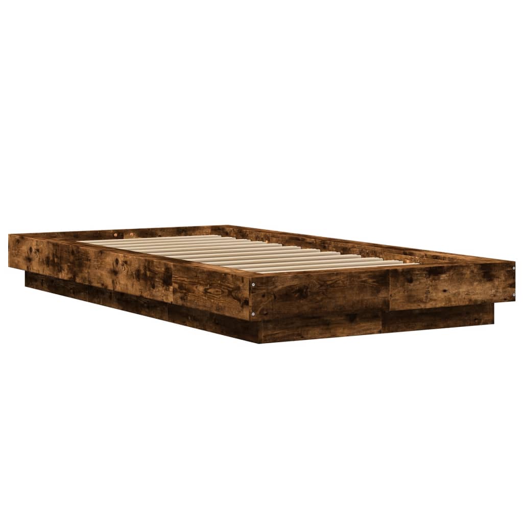 vidaXL Bedframe bewerkt hout gerookt eikenkleurig 90x190 cm afbeelding
