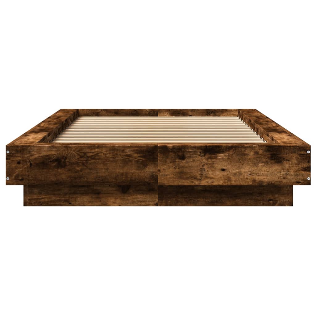 vidaXL Bedframe bewerkt hout gerookt eikenkleurig 90x190 cm, foto 4