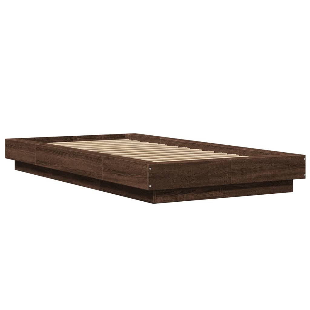 vidaXL Bedframe bewerkt hout bruin eikenkleur 90x190 cm afbeelding