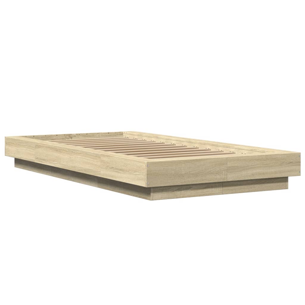 vidaXL Bedframe bewerkt hout sonoma eikenkleurig 75x190 cm afbeelding
