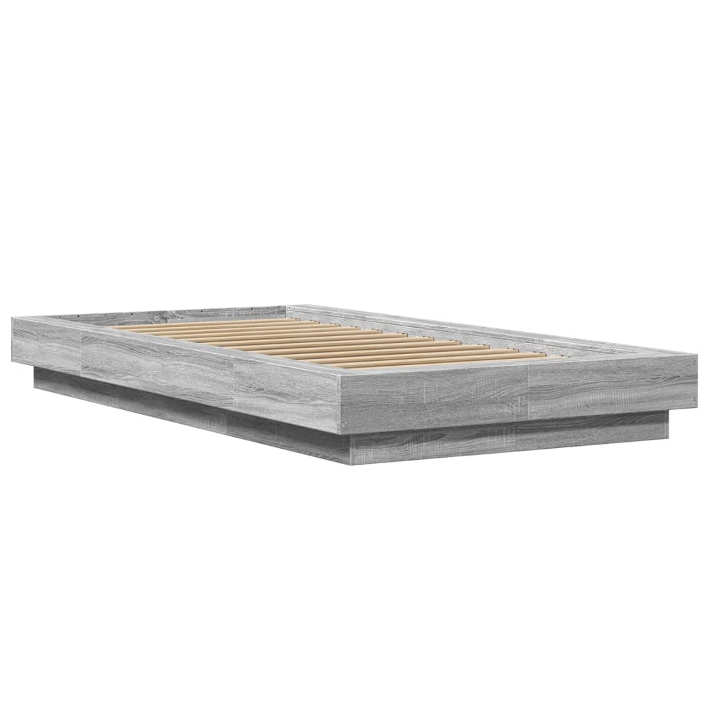 vidaXL Cadru de pat, gri sonoma, 75x190 cm, lemn prelucrat