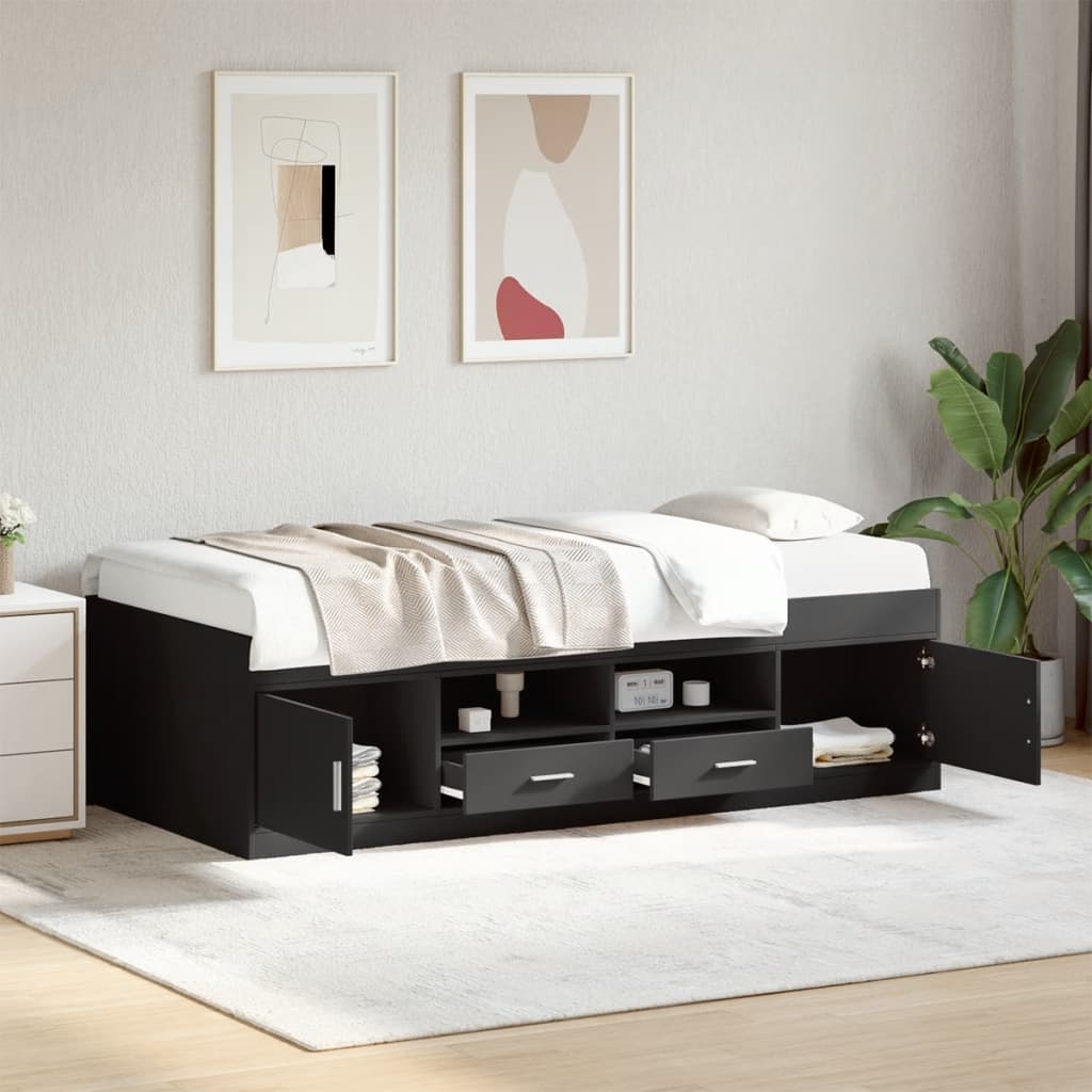 vidaXL Tagesbett mit Schubladen ohne Matratze Schwarz 90x200 cm