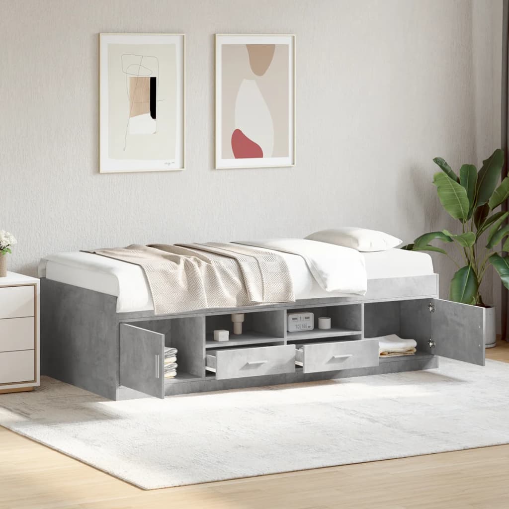 vidaXL Tagesbett mit Schubladen ohne Matratze Betongrau 90x200 cm