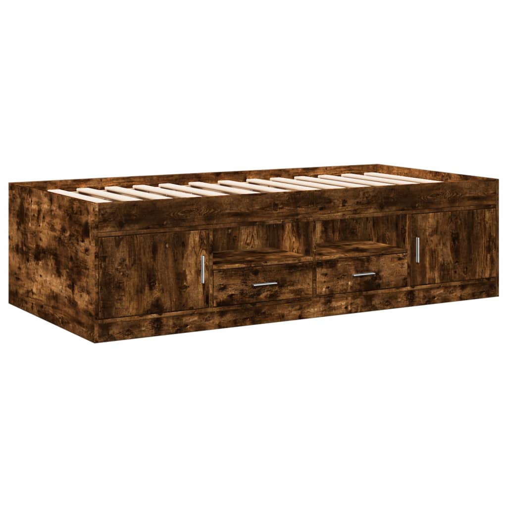 vidaXL Slaapbank met lades zonder matras 90x190 cm gerookt eikenkleur afbeelding