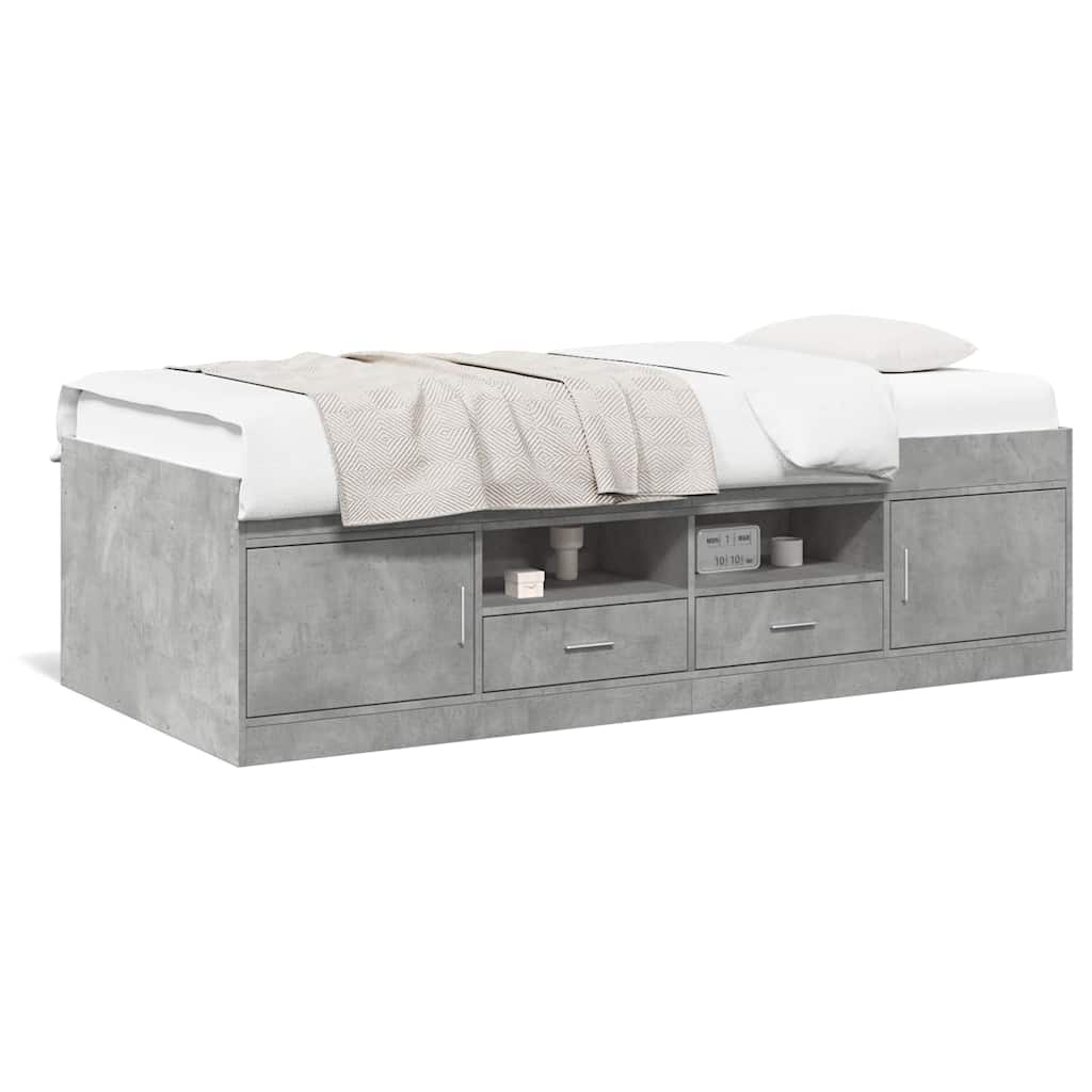 E-shop vidaXL Váľanda so zásuvkami bez matraca betónovosivá 75x190 cm