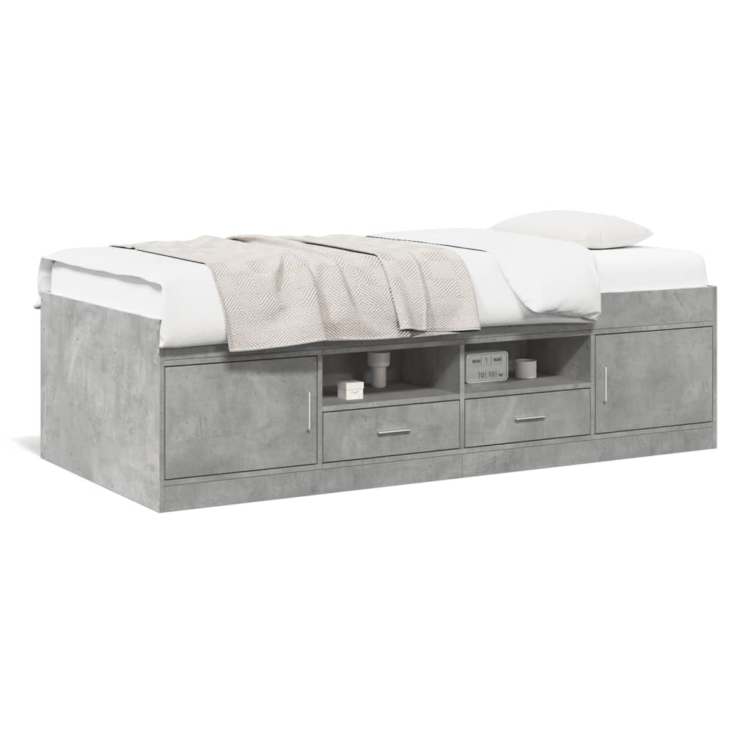 vidaXL daybed med skuffer 75x190 cm konstrueret træ betongrå
