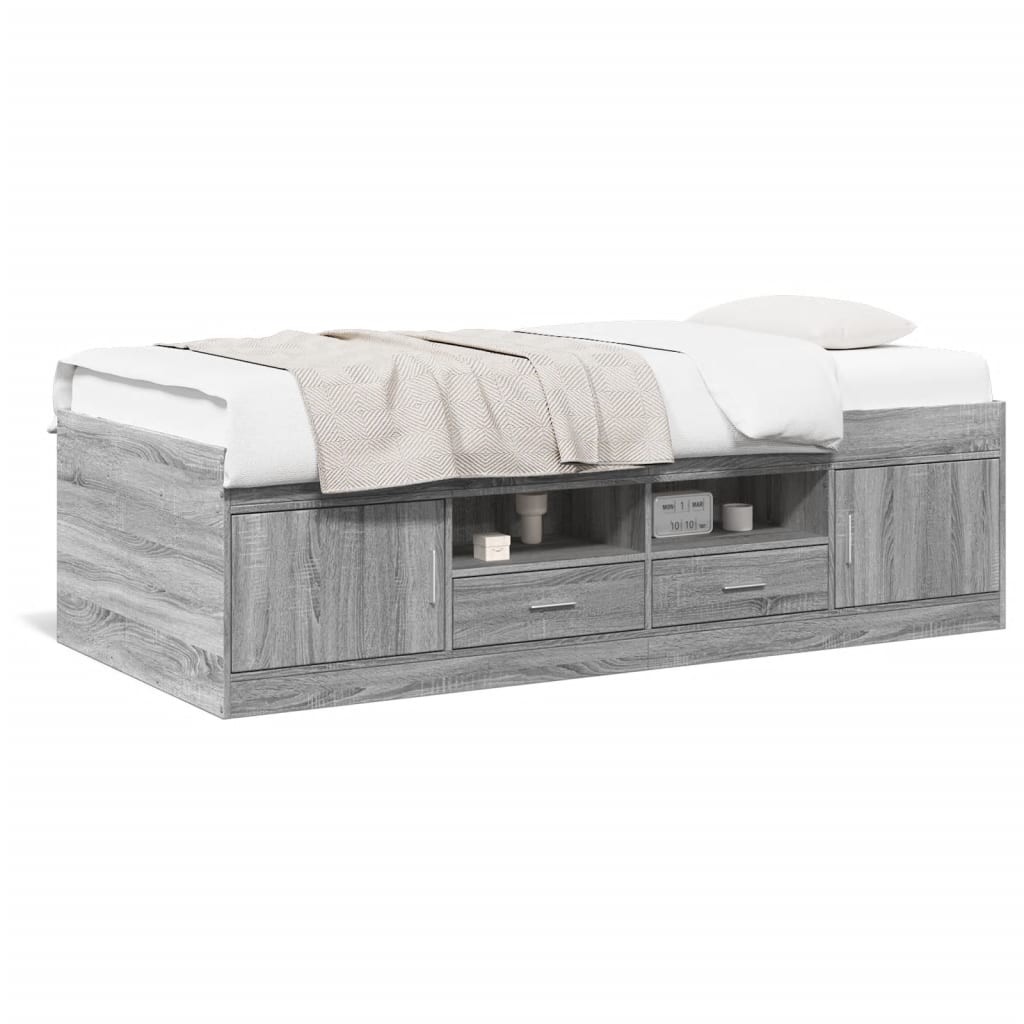 E-shop vidaXL Váľanda so zásuvkami bez matraca sivá sonoma 75x190 cm