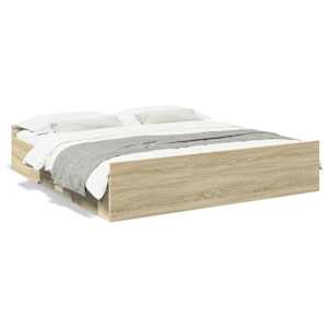 Rám postele se zásuvkami dub sonoma 200x200 cm kompozitní dřevo - obrázek 2