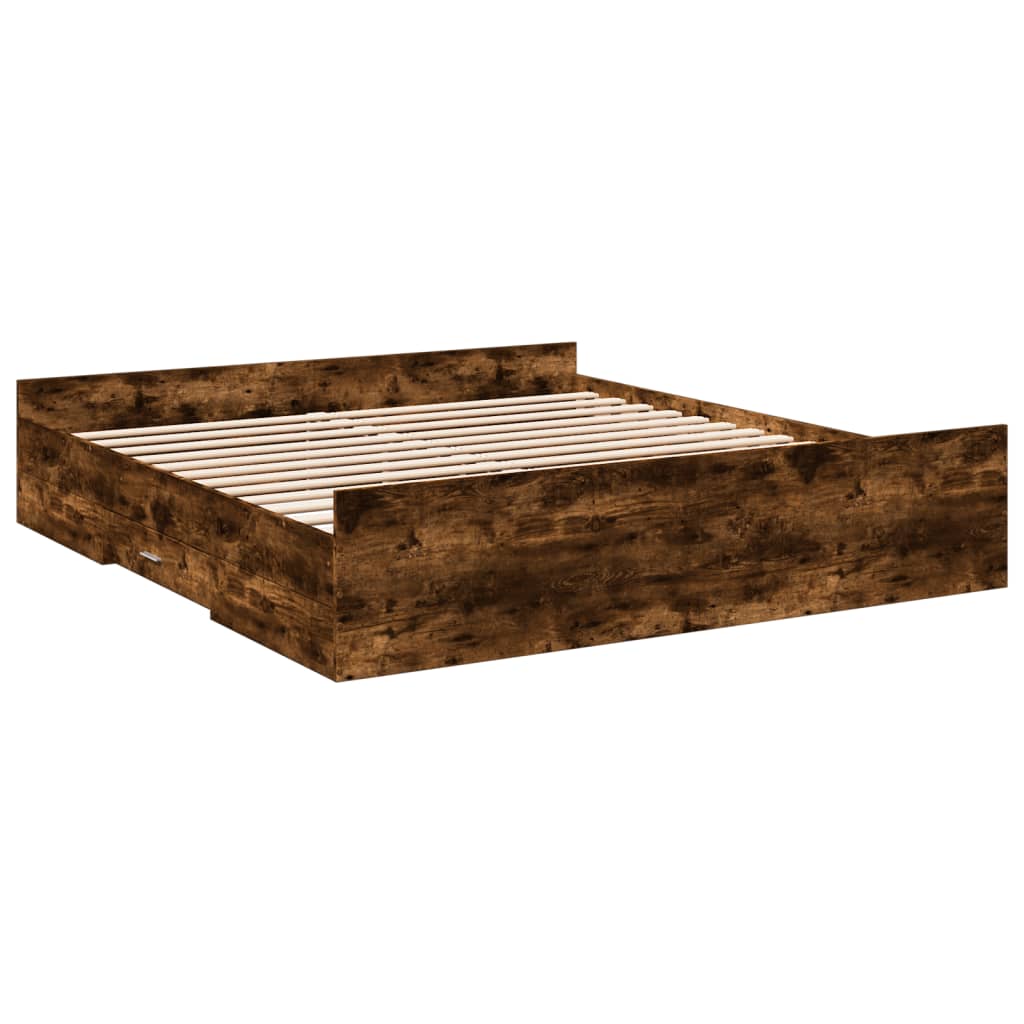 Thumbnail - vidaXL Bettgestell mit Schubladen Räuchereiche 200x200cm Holzwerkstoff