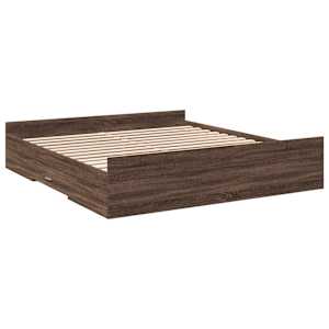 Rám postele se zásuvkami hnědý dub 200x200 cm kompozitní dřevo - obrázek 6