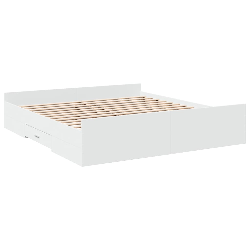 vidaXL Bedframe met lades bewerkt hout wit 180x200 cm afbeelding