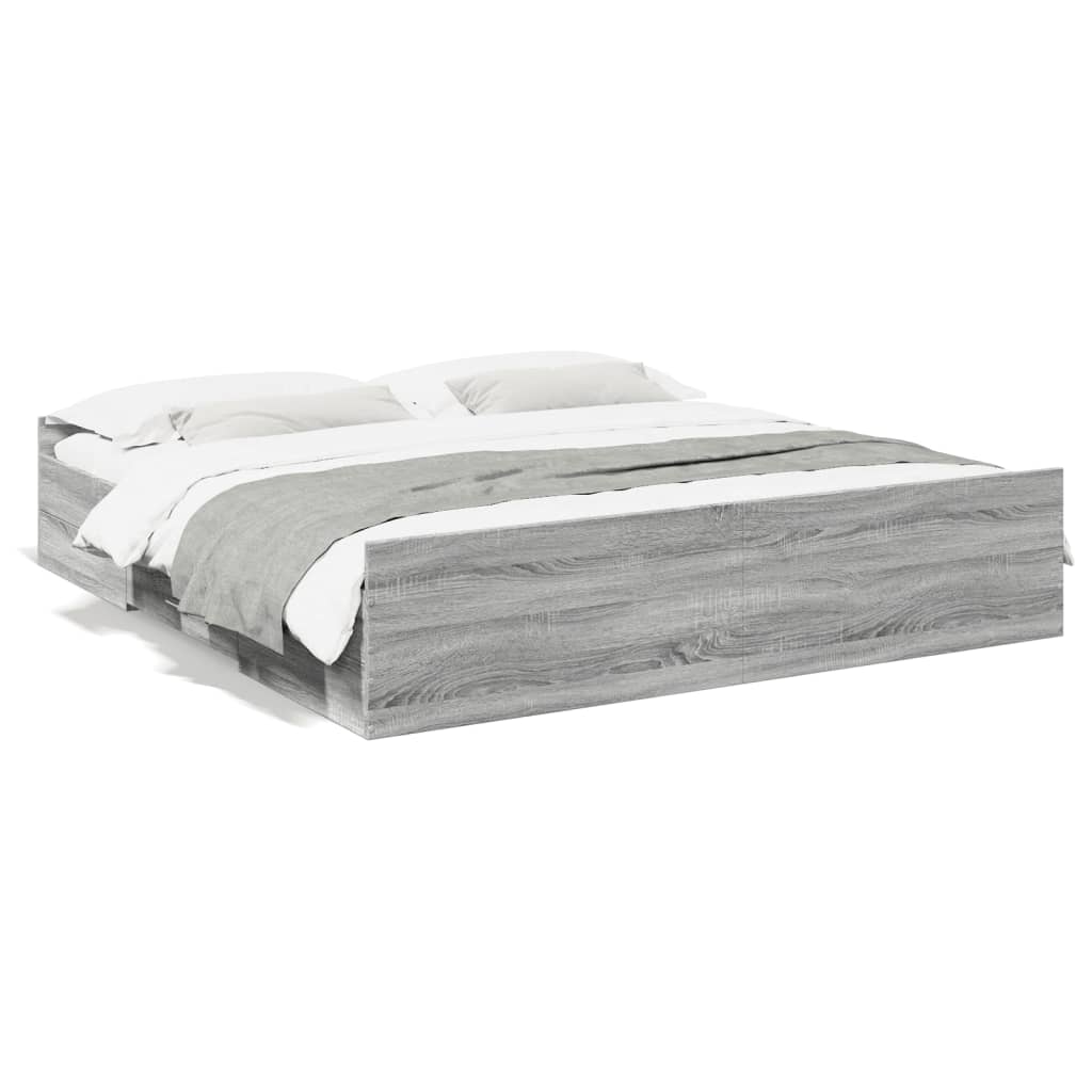 vidaXL Bedframe met lades bewerkt hout grijs sonoma eiken 180x200 cm, foto 3
