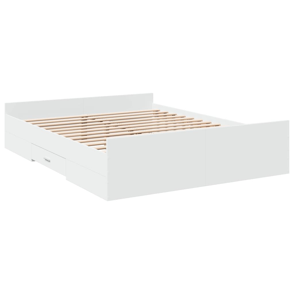 vidaXL Bedframe met lades bewerkt hout wit 160x200 cm afbeelding