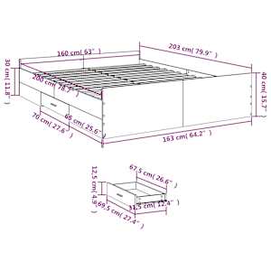 Rám postele se zásuvkami bílý 160 x 200 cm kompozitní dřevo - obrázek 11