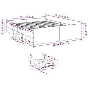 Rám postele se zásuvkami dub sonoma 160x200 cm kompozitní dřevo - obrázek 11