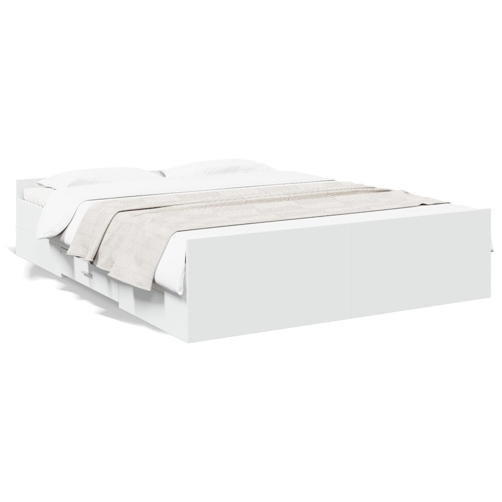 Rám postele se zásuvkami bílý 150 x 200 cm kompozitní dřevo