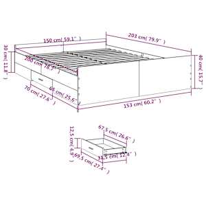 Rám postele se zásuvkami černý 150 x 200 cm kompozitní dřevo - obrázek 11