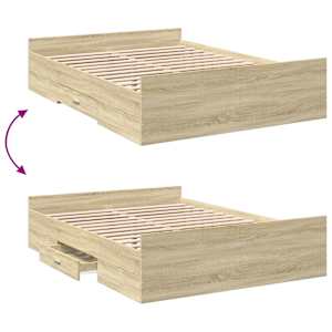 Rám postele se zásuvkami dub sonoma 140x190 cm kompozitní dřevo - obrázek 7
