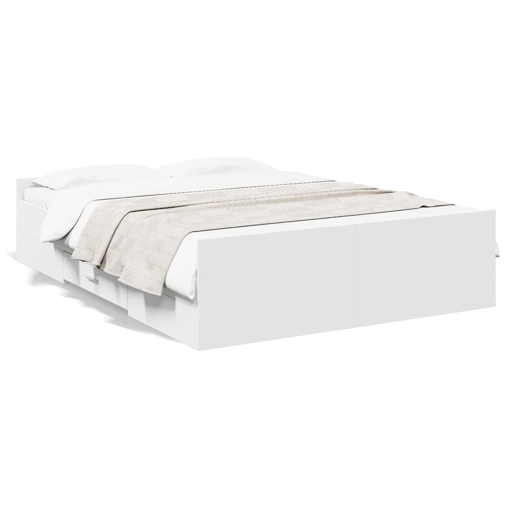 vidaXL Bedframe met lades bewerkt hout wit 135x190 cm, foto 3