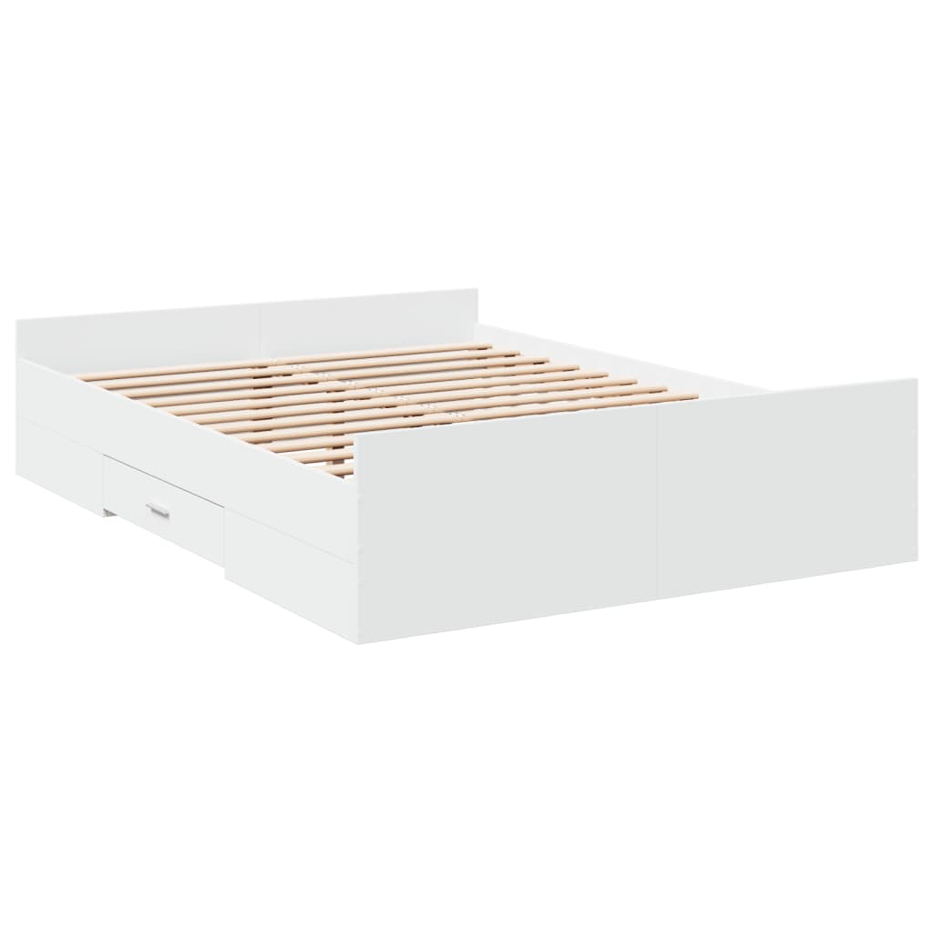 vidaXL Bedframe met lades bewerkt hout wit 135x190 cm, foto 2