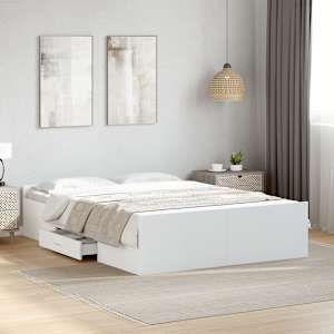 Rám postele se zásuvkami bílý 135 x 190 cm kompozitní dřevo - obrázek 1
