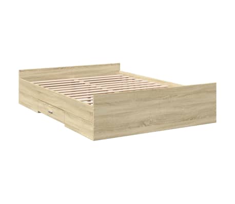 vidaXL Bettgestell mit Schubladen Sonoma-Eiche 135x190cm Holzwerkstoff