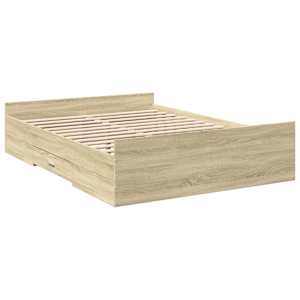 Rám postele se zásuvkami dub sonoma 135x190 cm kompozitní dřevo - obrázek 3