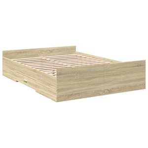 Rám postele se zásuvkami dub sonoma 135x190 cm kompozitní dřevo - obrázek 6