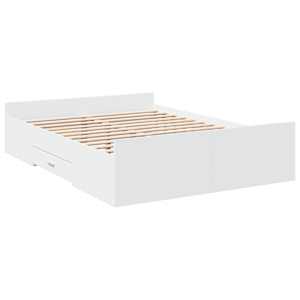 Rám postele se zásuvkami bílý 120 x 190 cm kompozitní dřevo - obrázek 3