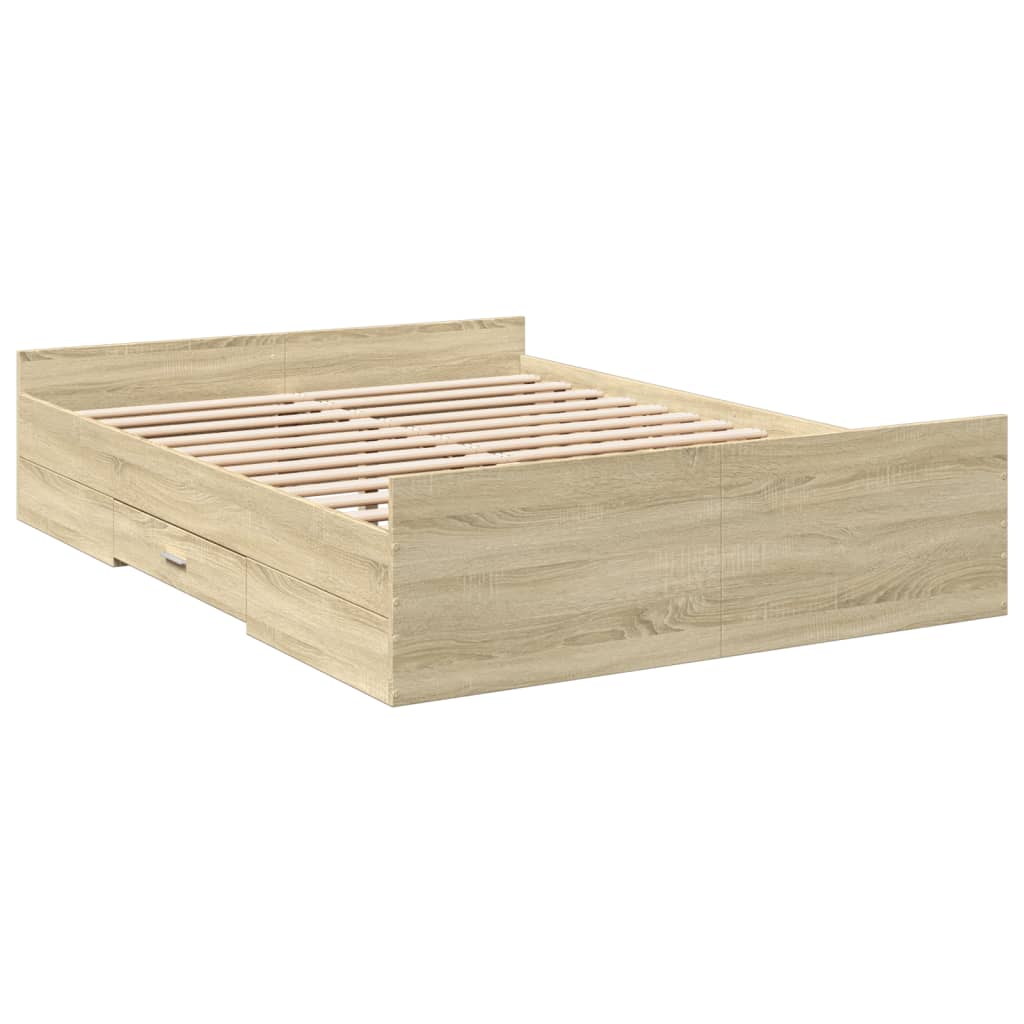 vidaXL Bedframe met lades bewerkt hout sonoma eikenkleurig 120x190 cm afbeelding