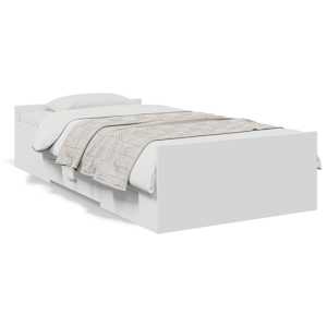 Rám postele se zásuvkami bílý 100 x 200 cm kompozitní dřevo - obrázek 2