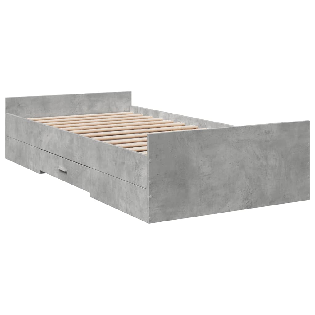 vidaXL Bedframe met lades bewerkt hout betongrijs 100x200 cm afbeelding