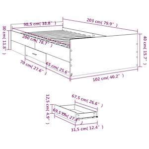 Rám postele se zásuvkami kouřový dub 100 x 200 cm kompozit - obrázek 11
