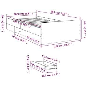 Rám postele se zásuvkami šedý sonoma 100 x 200 cm kompozit - obrázek 11