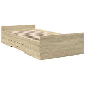 Rám postele se zásuvkami dub sonoma 90x200 cm kompozitní dřevo - obrázek 3