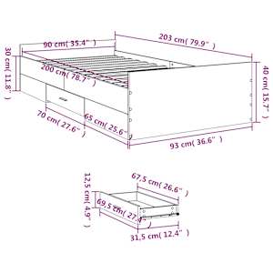 Rám postele se zásuvkami dub sonoma 90x200 cm kompozitní dřevo - obrázek 11