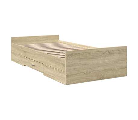vidaXL Bedframe met lades bewerkt hout sonoma eikenkleurig 90x190 cm