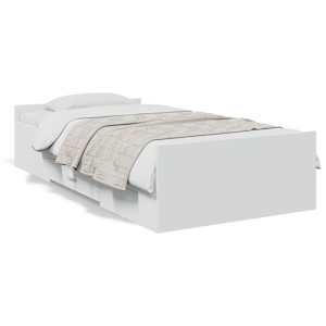 Rám postele se zásuvkami bílý 75 x 190 cm kompozitní dřevo - obrázek 2
