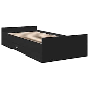 Rám postele se zásuvkami černý 75 x 190 cm kompozitní dřevo - obrázek 3