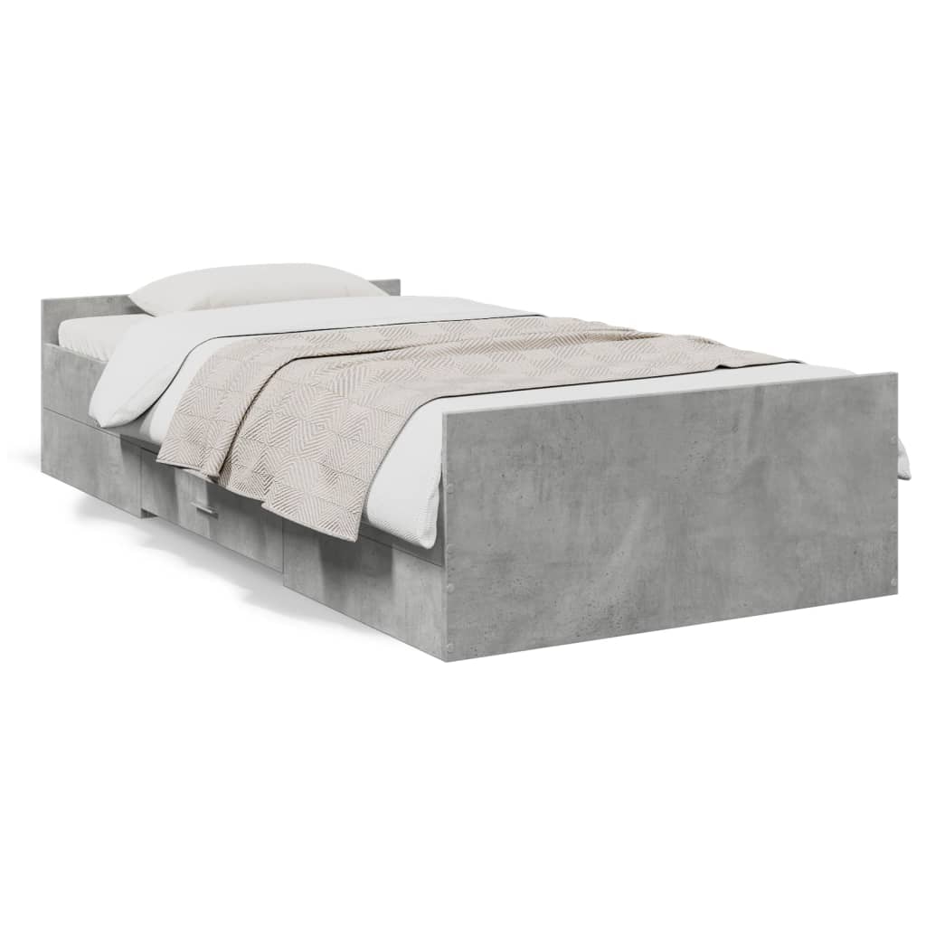 Rám postele se zásuvkami betonově šedý 75 x 190 cm kompozit