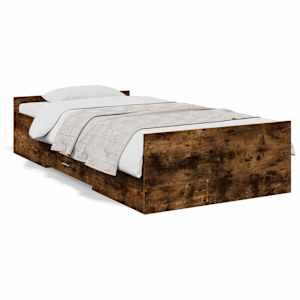 Rám postele se zásuvkami kouřový dub 75x190 cm kompozitní dřevo - obrázek 2