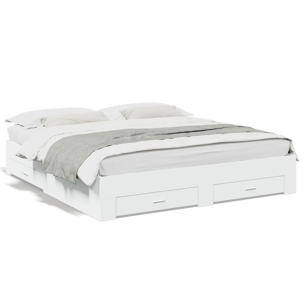 vidaXL Bedframe met lades bewerkt hout wit 200x200 cm, foto 3