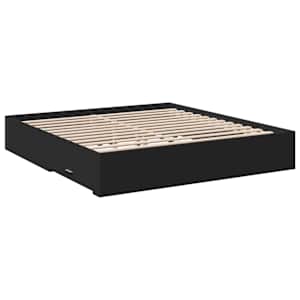 Rám postele se zásuvkami černý 200 x 200 cm kompozitní dřevo - obrázek 6