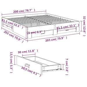 Rám postele se zásuvkami černý 200 x 200 cm kompozitní dřevo - obrázek 10