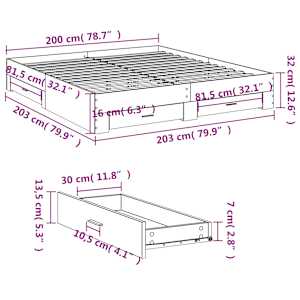 Rám postele se zásuvkami dub sonoma 200x200 cm kompozitní dřevo - obrázek 10