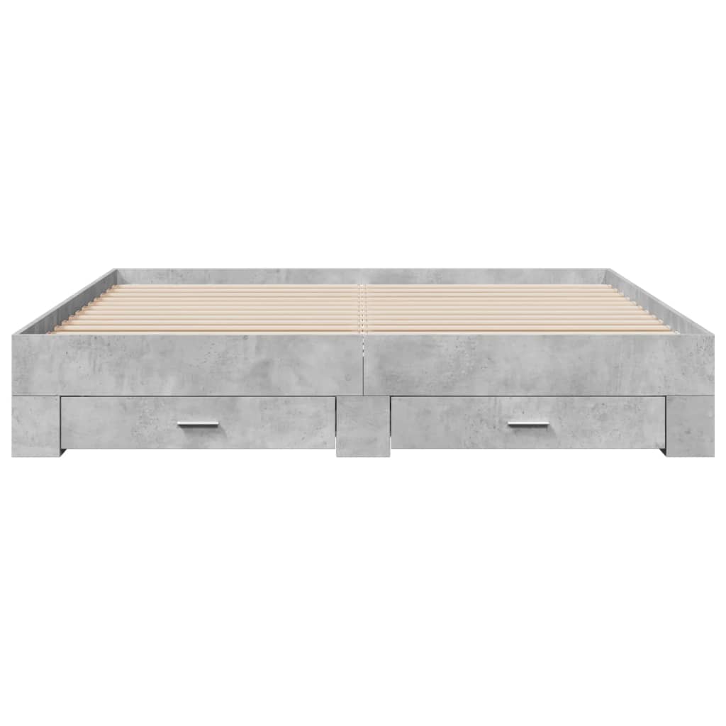 vidaXL Bedframe met lades bewerkt hout betongrijs 200x200 cm grijs, foto 4