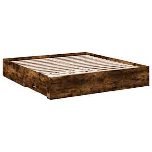 Rám postele se zásuvkami kouřový dub 200 x 200 cm kompozit - obrázek 6