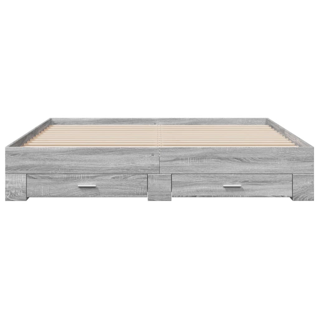 vidaXL Bedframe met lades bewerkt hout grijs sonoma eiken 200x200 cm, foto 4