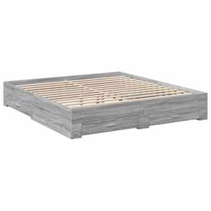 Rám postele se zásuvkami šedý sonoma 200 x 200 cm kompozit - obrázek 3